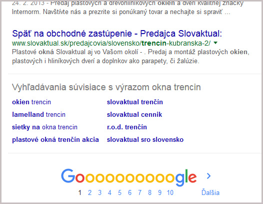 vyhadvacie vrazy Google